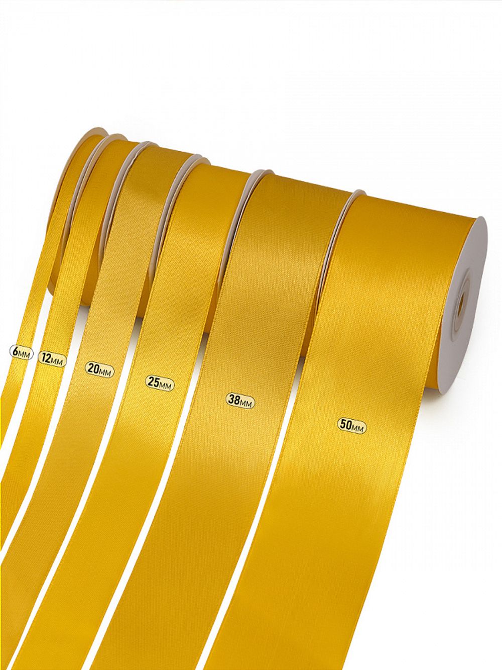 Лента атласная 1-сторонняя 12.0 мм / 22.5±1 метра, 3016 т.желтый, Magic4Hobby