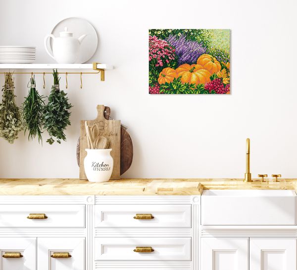 Алмазная (кристальная) мозаика Фрея ALPD-144, на подрамнике Тыквы в цветах, 50х40 см