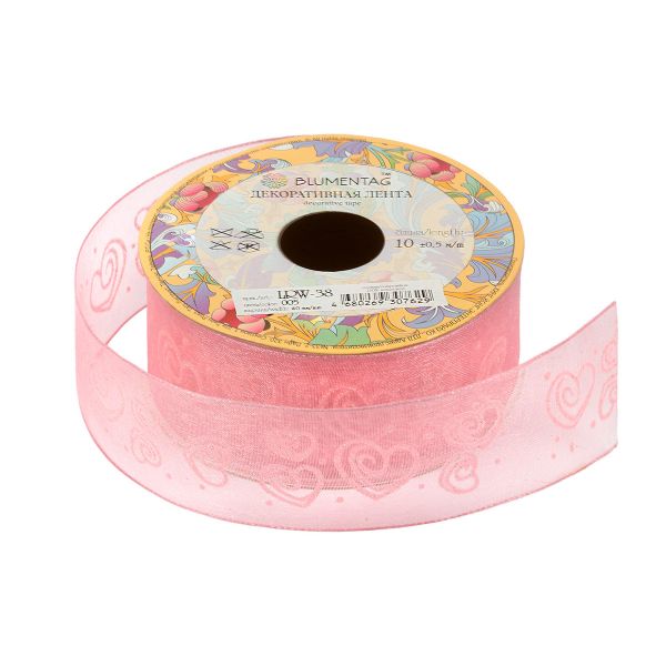 Лента декоративная 40 мм / 10±1 метров, 005 розовый, Blumentag LRW-38