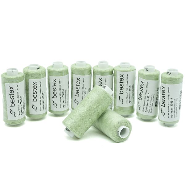 Нитки швейные бытовые Bestex 40/2, 365 м (400 ярд) / 10 кат., 122 светло-салатовый