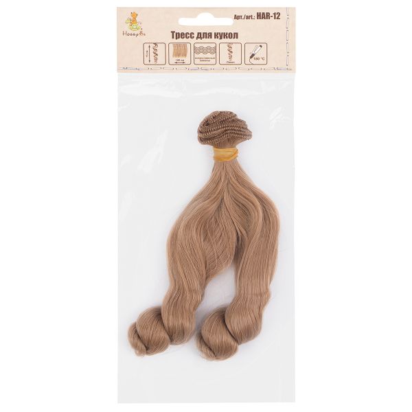 Трессы для кукол 15 см, 100 см, 23 г, 04 русый, HobbyBe HAR-12