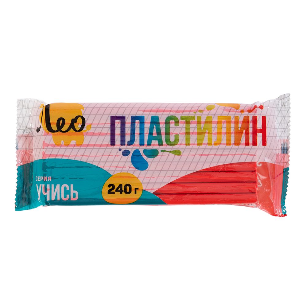 Пластилин классический, 240 г, 5 шт одного цвета, красный, Лео LNMC-240