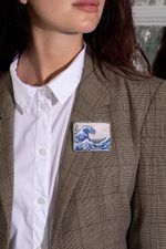 Набор для вышивания нитками Panna, Живая картина. брошь Большая волна в Канагаве, 5х6 см