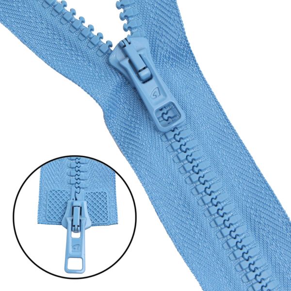 Молния трактор Arta Т6 (6 мм) 2 зам., разъем., 75 см, цв. 039 голубой, уп.5 шт