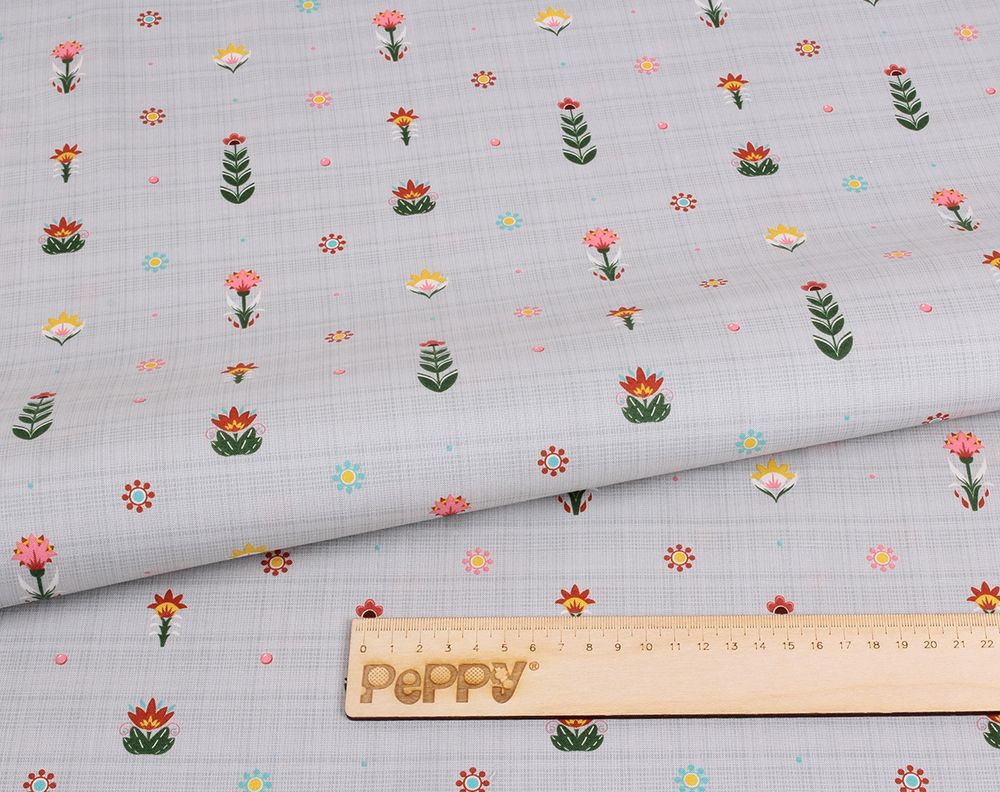 Ткань для пэчворка Peppy Лесные жители, отрез 50х55 см, 146 г/м², ЛЖ-09 серый, Peppy