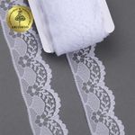Кружево отделочное в стиле "трикотаж" 40 мм, диз. 278, цв.01 белый, уп. 27,4 м