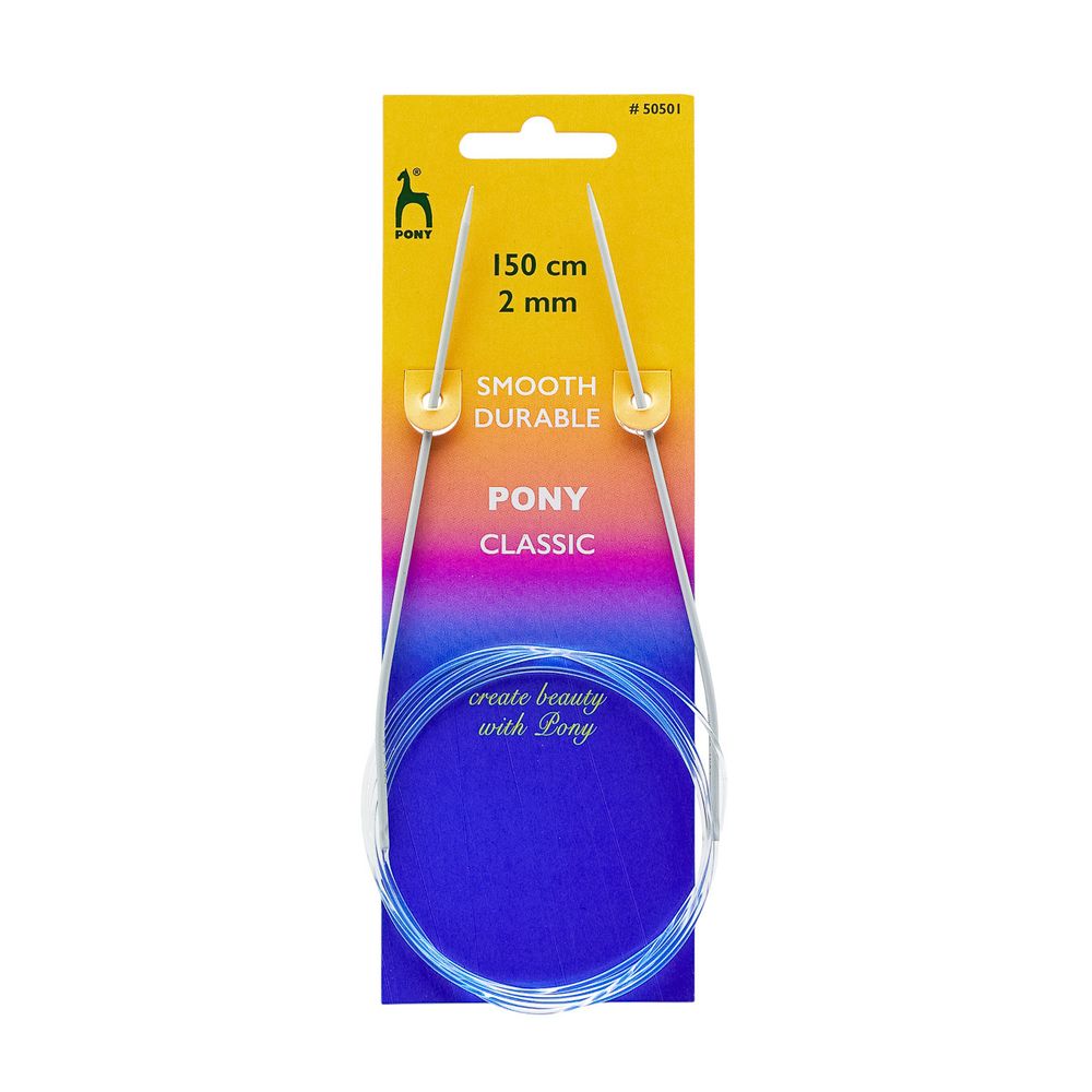 Спицы круговые Pony Classic ⌀2.0 мм, 150 см, алюминий, 50501