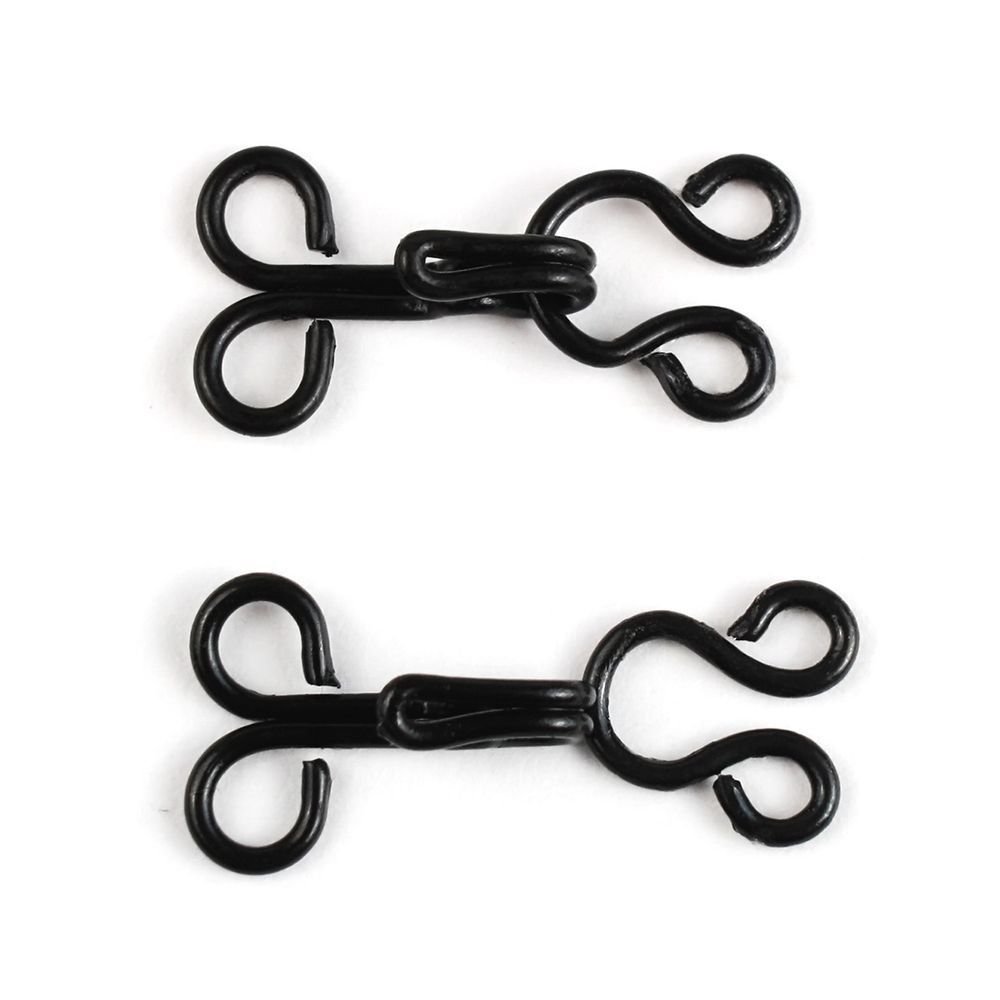 Крючки с петельками одежные 11 мм, сталь, черные, 14 шт, Pony