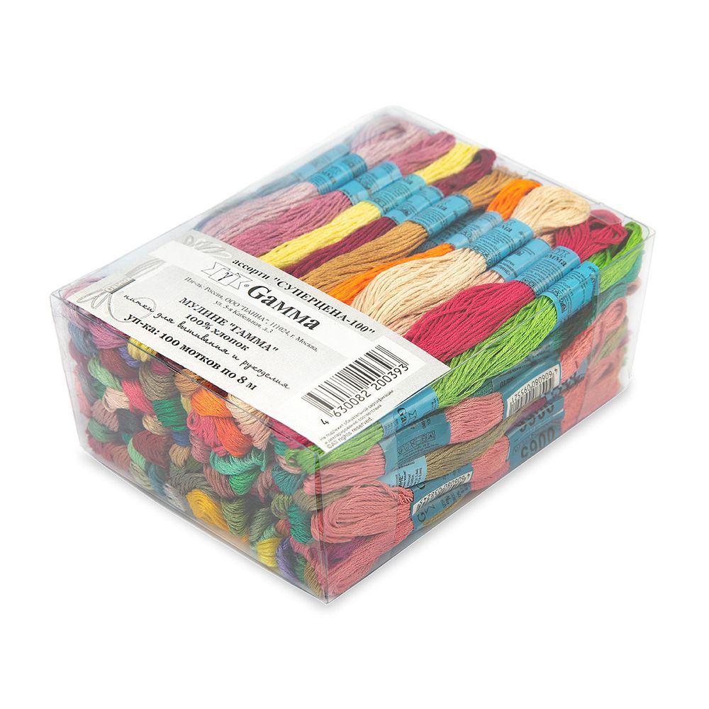 Мулине Gamma набор Суперцена-100, 100 мотков по 8 метров, Ассорти