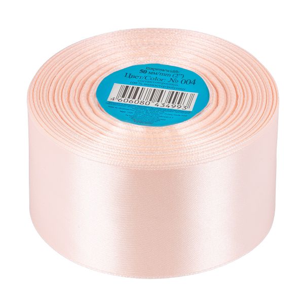 Лента атласная 1-сторонняя 50.0 мм / 33±2 метра, 004 бл.розовый, Gamma