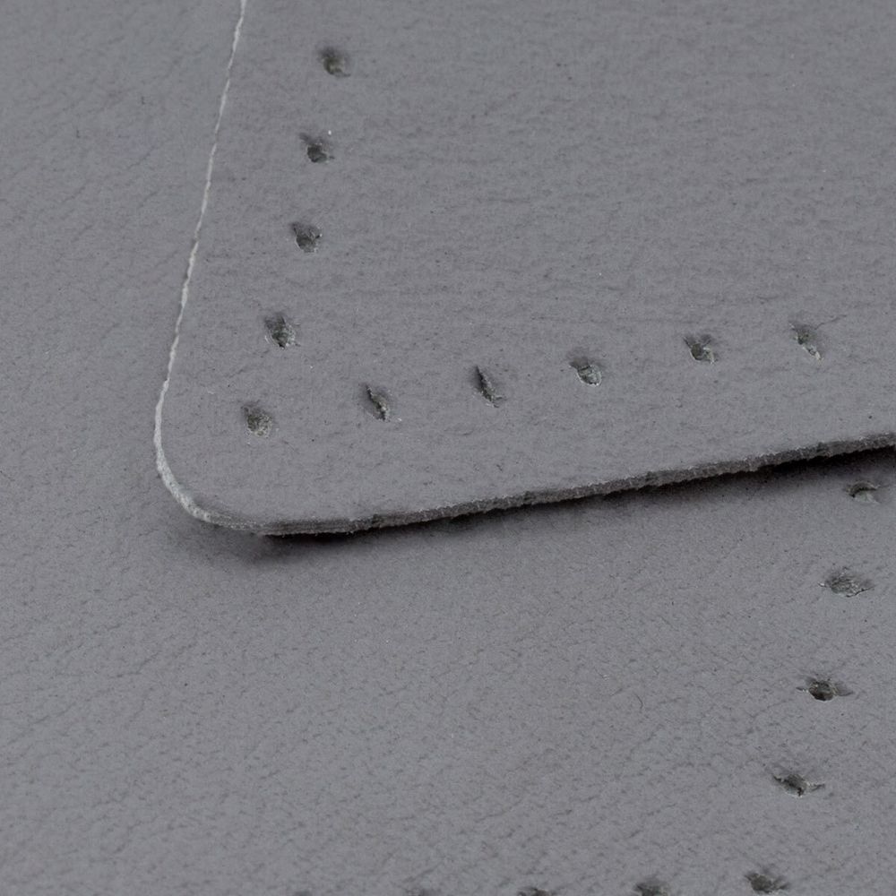 Заплатки пришивные из кожи, ромб 6х8,4см с перфорацией, 2 шт, 100% кожа, 07 серый, 9115