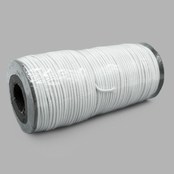 Резинка шляпная (шнур эластичный) ⌀2.0 мм / 100 метров, 0370-0200, С501 - белый