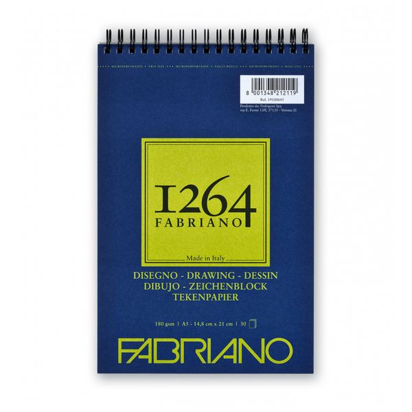 Альбом для эскизов 180 г/м², 14.8х21 см, на спирали, 1264 DRAWING Fabriano 19100645