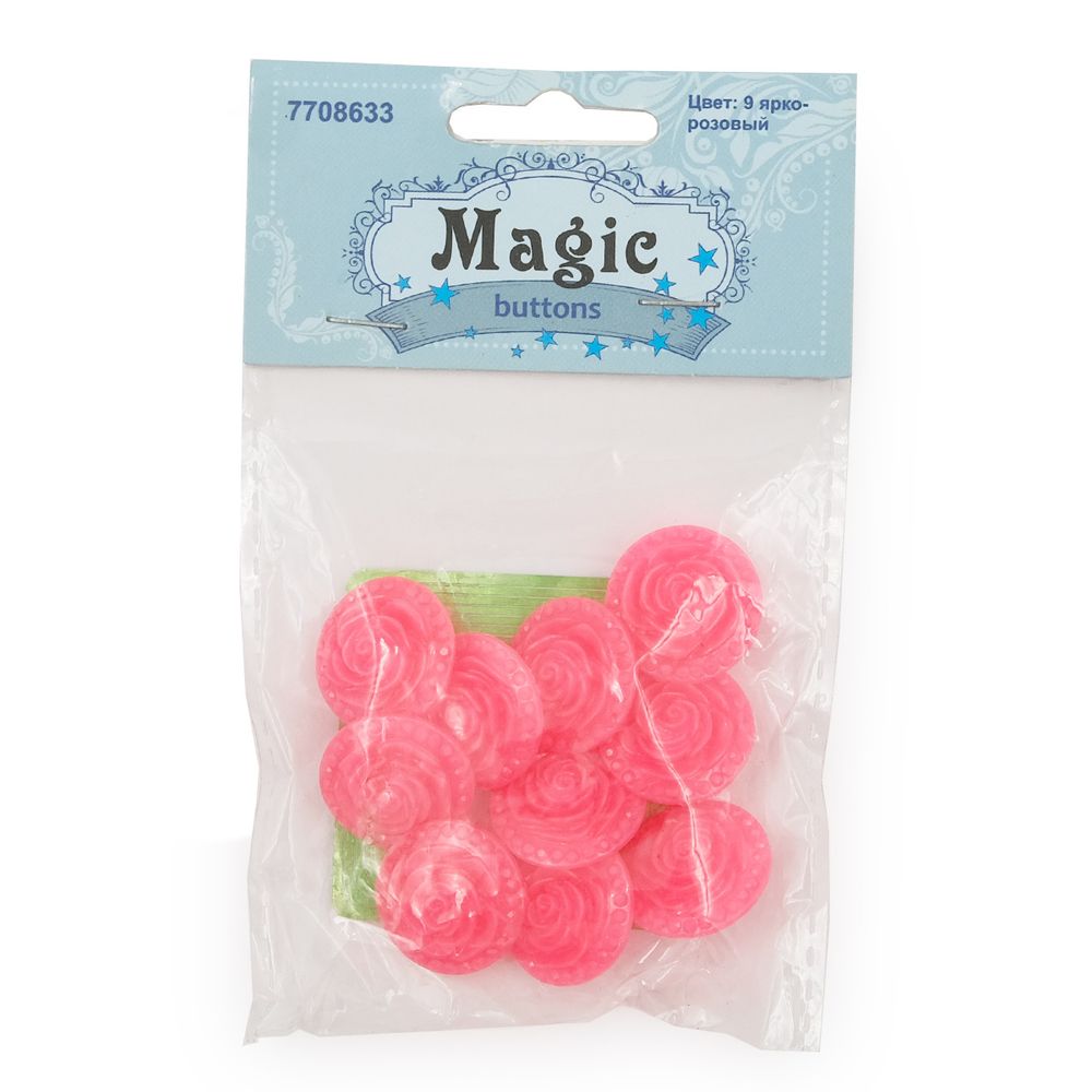 Пуговицы на ножке Розочки, 10 шт (9 ярко-розовый)