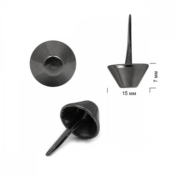 Ножки для сумки на усиках металл ⌀15mm, h-7mm, 165183 цв.черный никель уп.20 шт