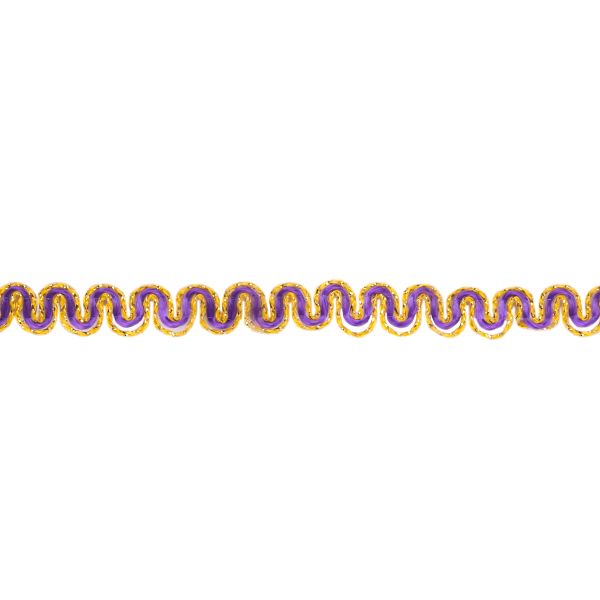 Тесьма декоративная 10 мм / 10 метров, метал. рис. 8657, фиолетовый/ под золото, Blitz