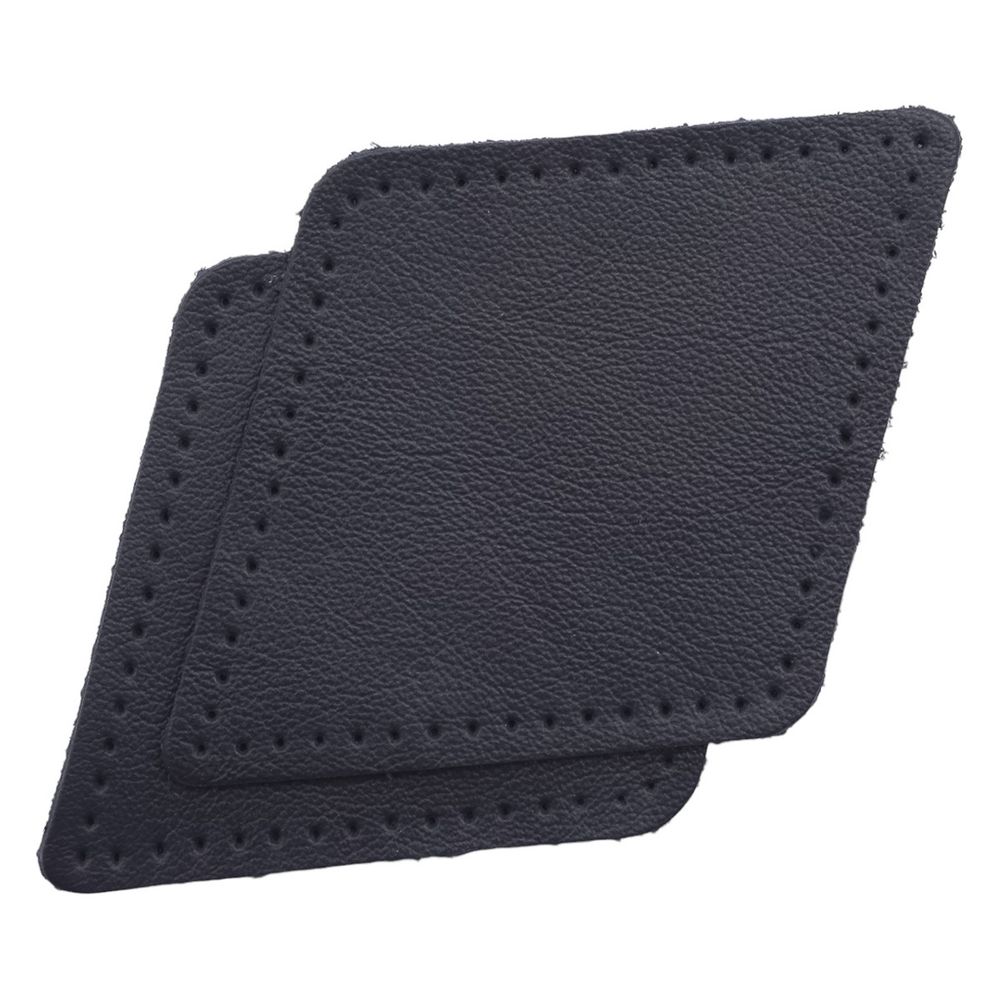 Заплатки пришивные из кожи, ромб 8х11,2см с перфорацией, 2 шт, 100% кожа, 05 темно-синий, 9125