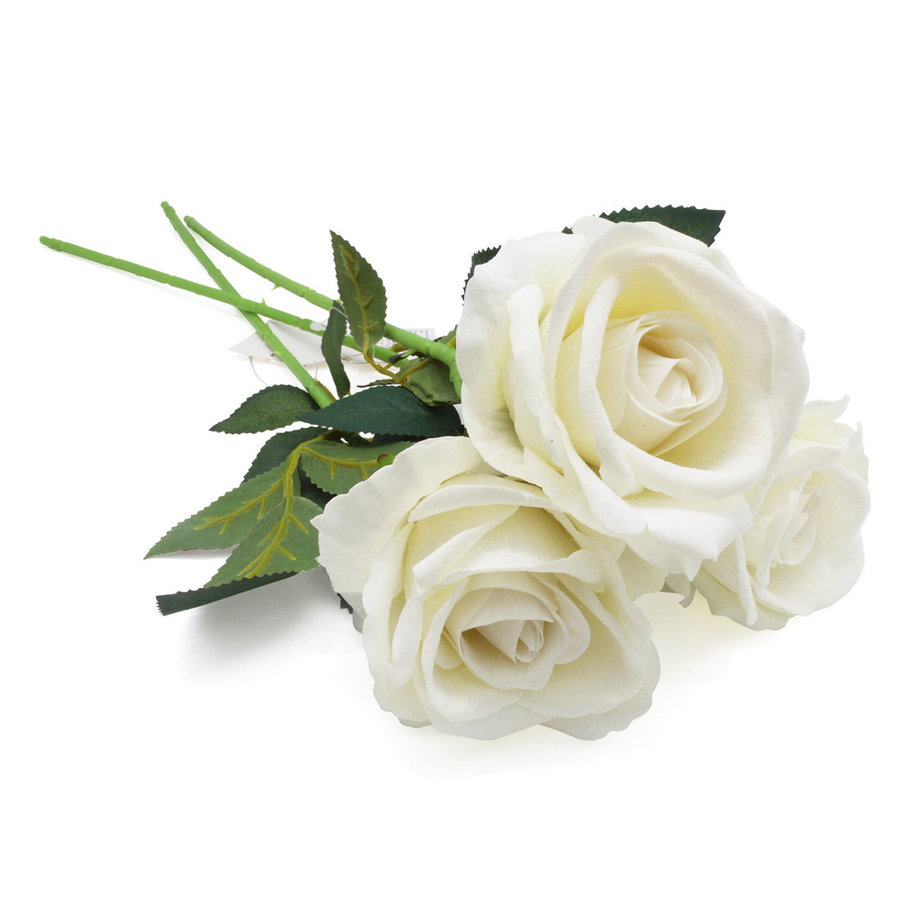 Цветы искусственные Роза Вельвет 50см из 3шт, Белый