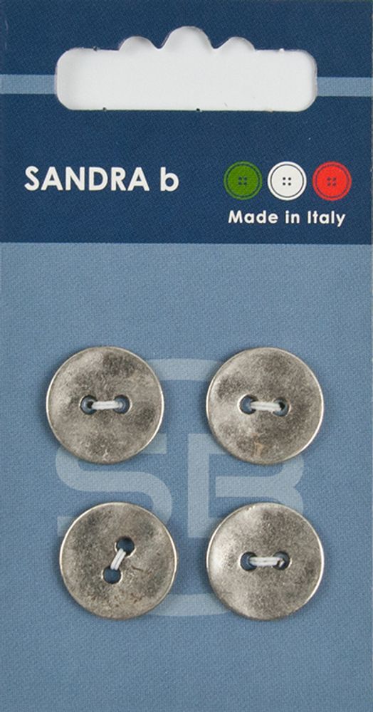 Пуговицы Sandra, 15 мм, 4 шт, металл, серебряный (7)