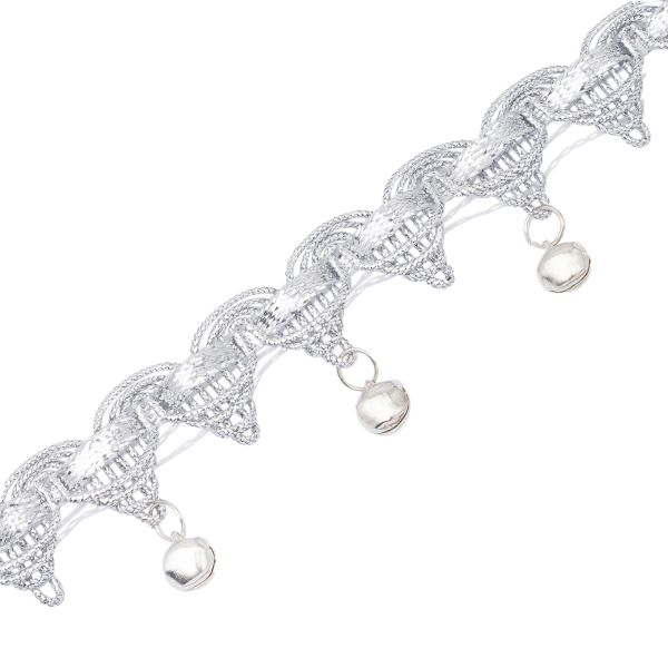 Тесьма металлизированная с бубенчиками 1,5см, 9,14м (серебро)