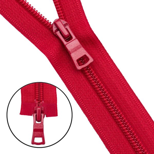 Молния спираль (витая) Т7 (7 мм) 2 зам., разъем., 75 см, 519 красный, 10 шт