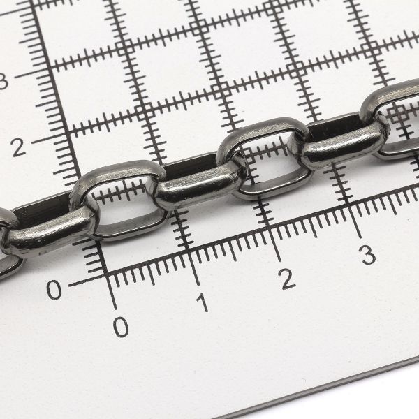 Цепь алюминиевая 12,4 мм, 10,1 мм, боб(10 м) (чер.никель) K11349