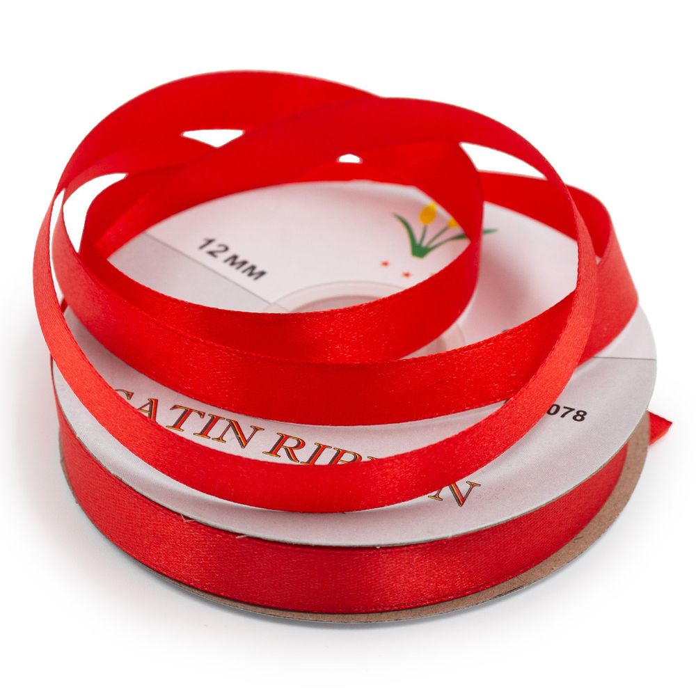 Лента атласная 1-сторонняя 12.0 мм / 27.4±2 метров, 6078 красный 8055 / красный 026, Globus