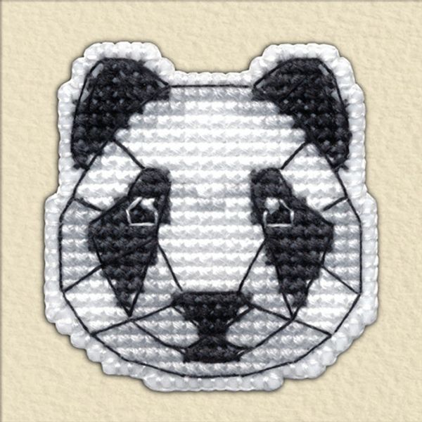 Набор для вышивания нитками Овен, значок Панда 4,4х4,5см