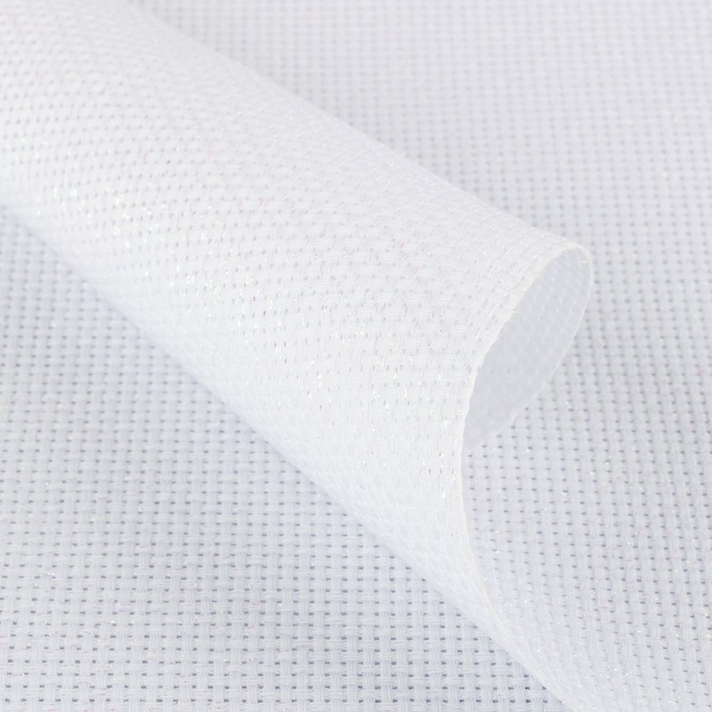 Канва Aida 11 ct, 30х40±2 см, белый с перламутровым люрексом, Gamma