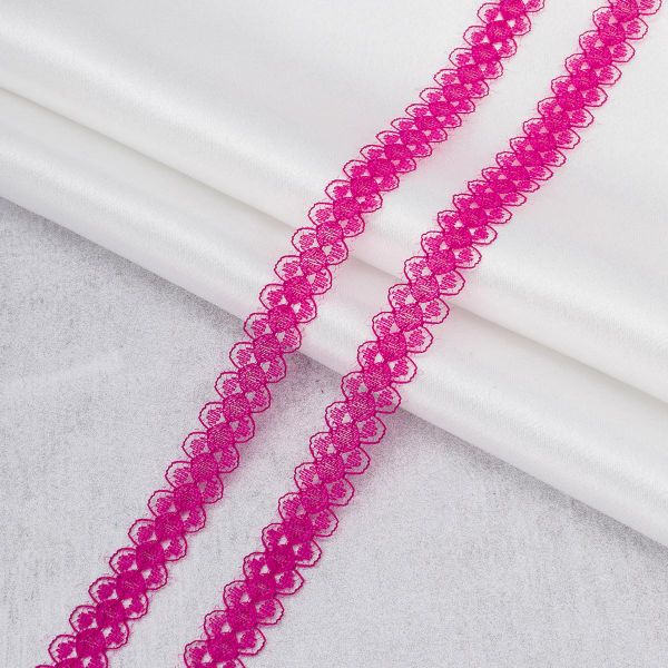 Кружево капроновое 15 мм, / 13.72 метра, ажурное, 21 фуксия