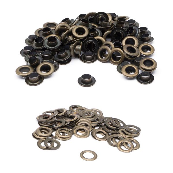 Люверсы металл ⌀_7.3 мм (внутр.), №5, сталь, антик, 100 шт, New Star