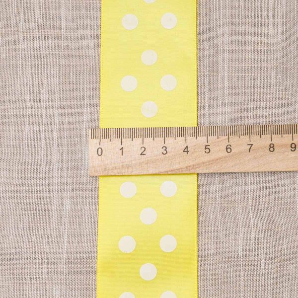 Лента атласная в горошек 45.0 мм / 22.5±1 метров, желтый, Globus