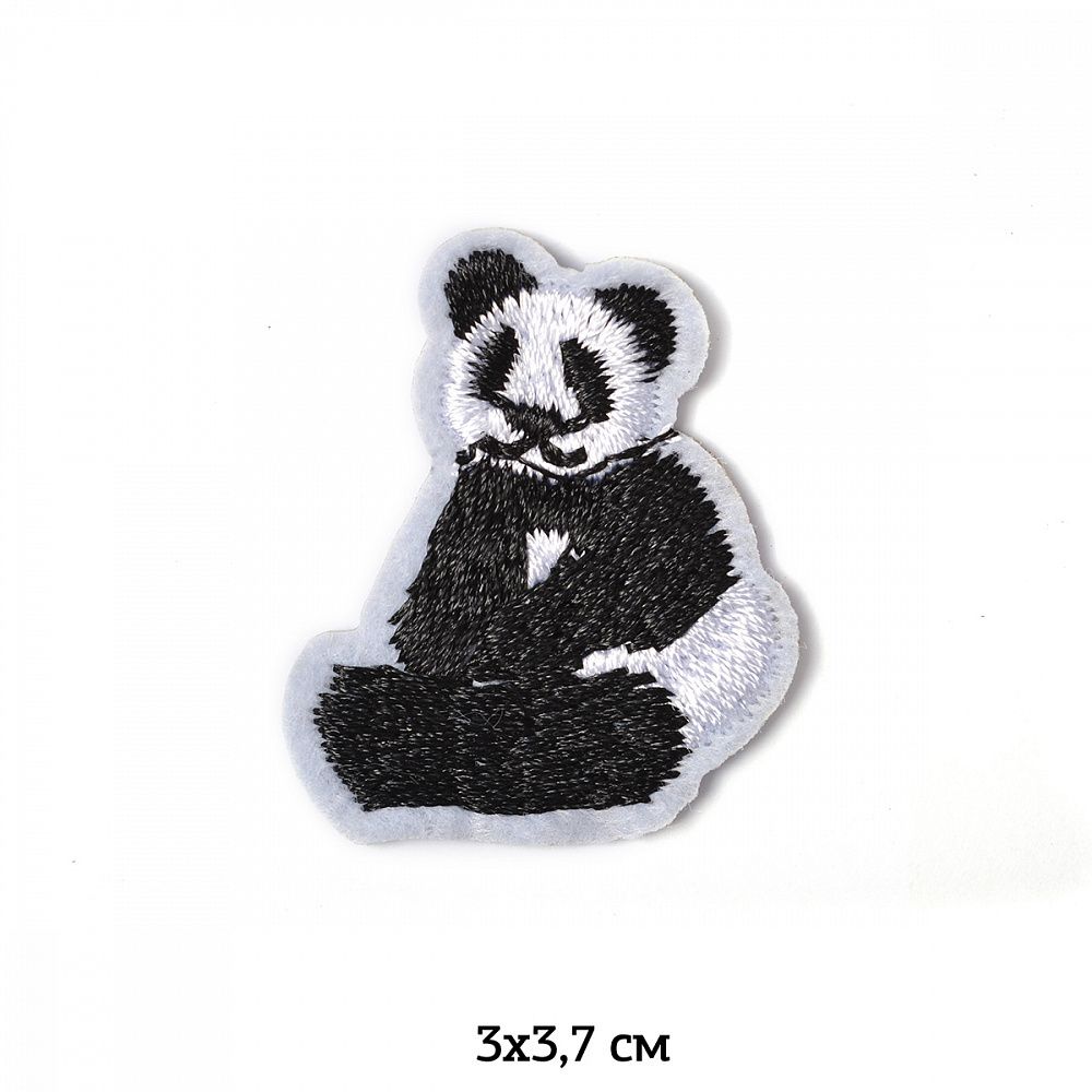 Термоаппликация вышитая Панда 3х3,7см, 10 шт Термоаппликация вышитая Панда 3х3,7см, 10 шт