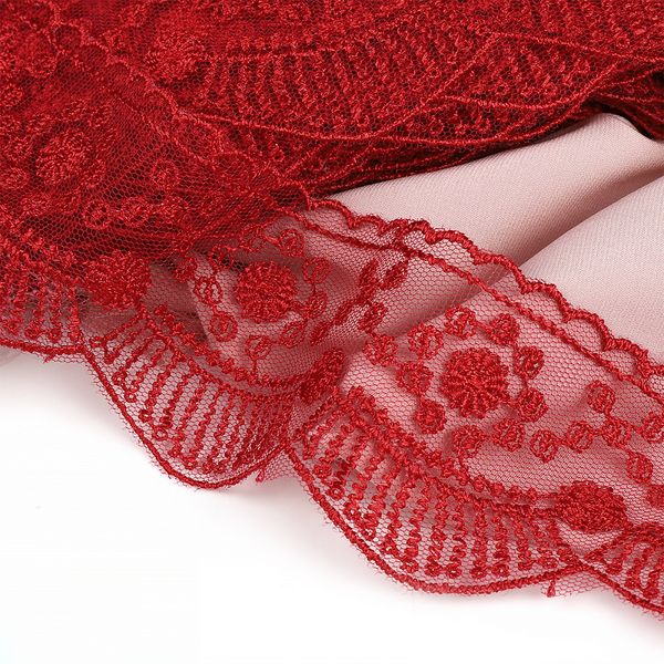 Кружево на сетке 55 мм / 13.71 метра (жесткая сетка), Exclusive TBY J2052W-2, цв.R2915 т.красный, Kruzhevo