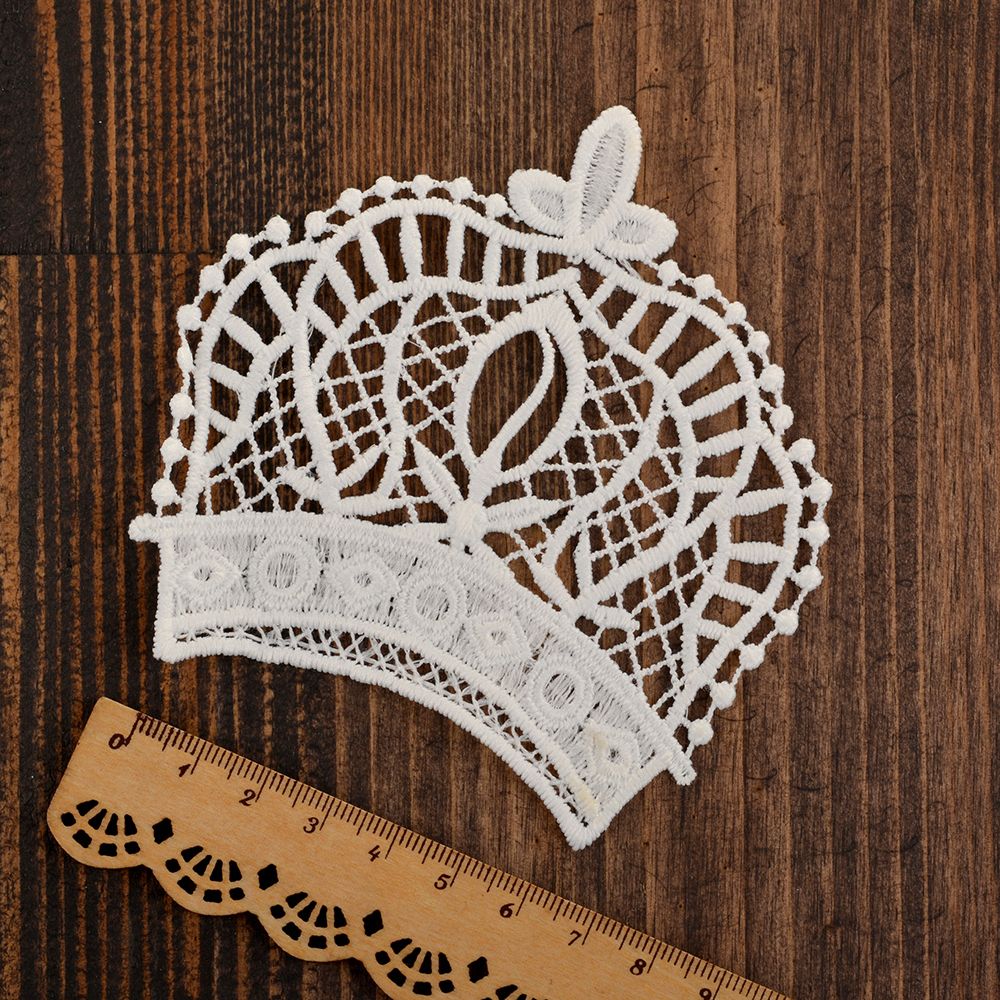 Пришивная кружевная аппликация Корона 9х9.5 см, уп.10 шт, диз.3018, Kruzhevo