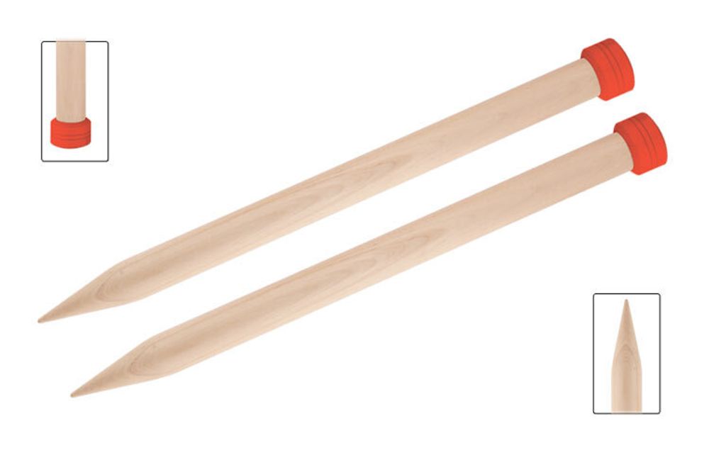 Спицы прямые Knit Pro Jumbo Birch ⌀25 мм, 30 см, 35255