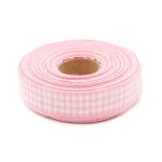 Лента Шотландка, 15.0 мм / 25 м (розовый/белый), С3723
