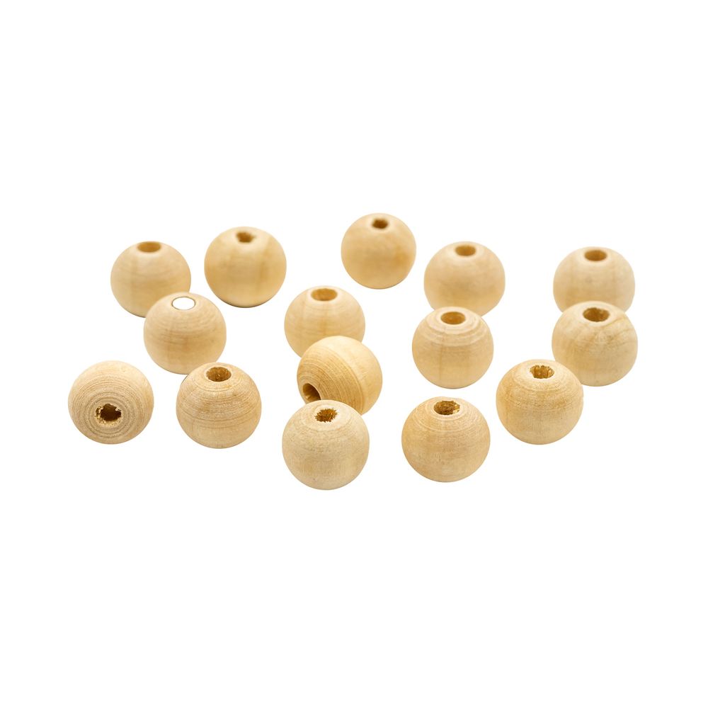 Бусины дерево ⌀10 мм, неокрашенные, отв.3 мм, 15 г, 48±2 шт
