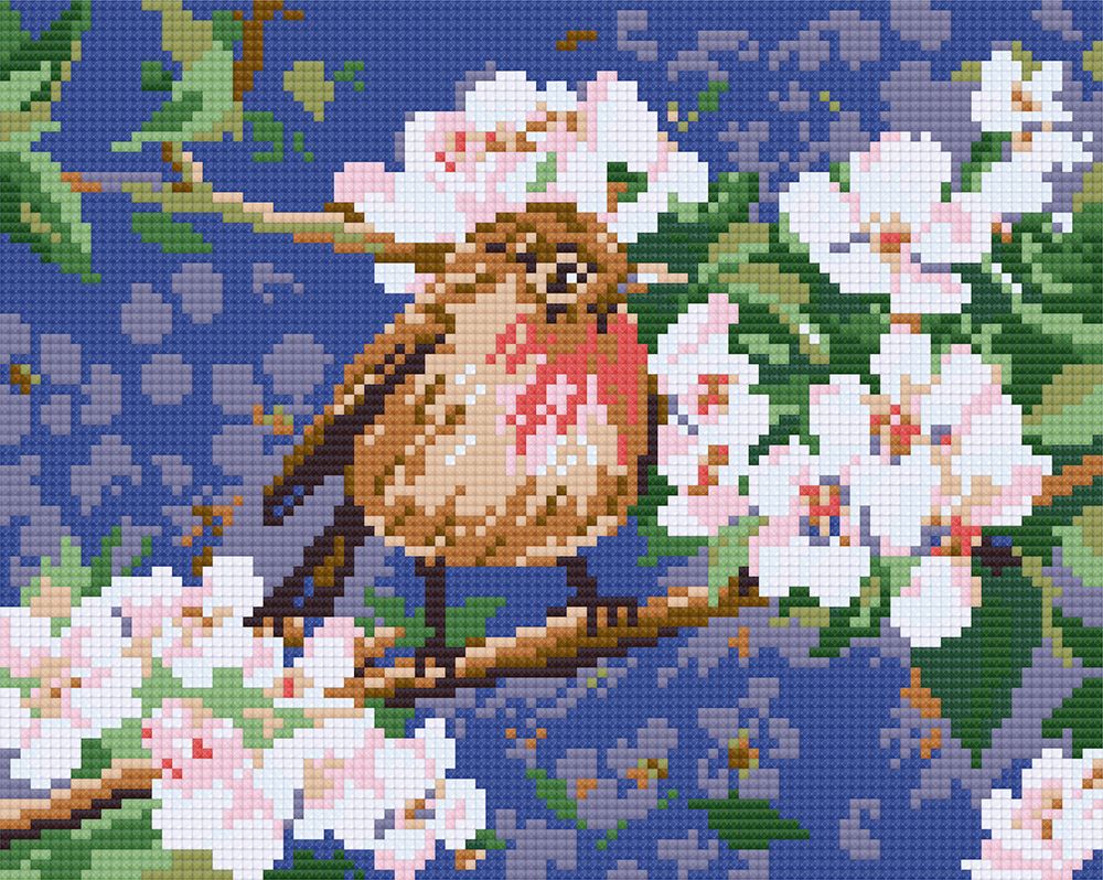 Алмазная (кристальная) мозаика Фрея, Малиновка на яблоне, 25х20 см