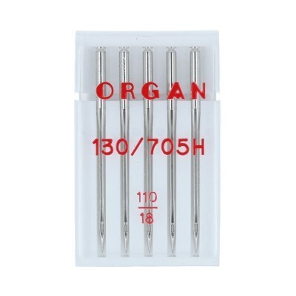 Иглы для швейных машин базовые универсальные 130/705 H, №110, 5 игл, в пенале 5105110 110, ORGAN