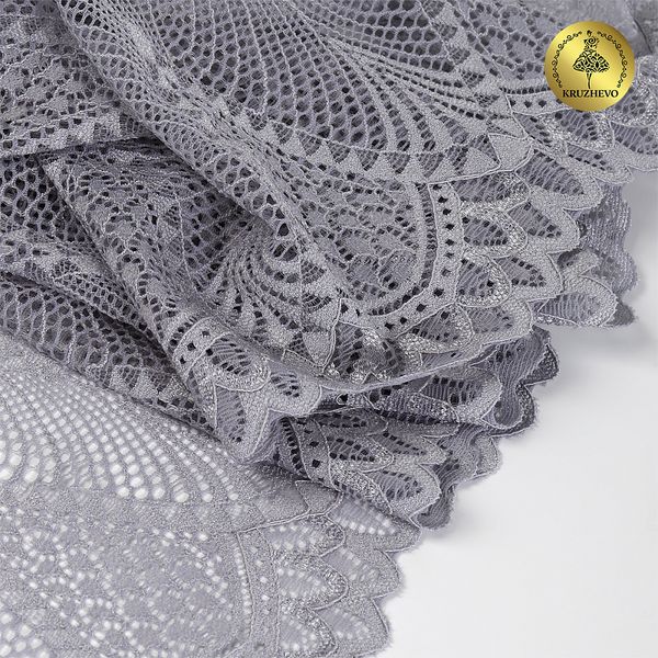 Кружево бельевое эластичное 190 мм / 3 метра, TBY.30200, цв.17 серый, Kruzhevo