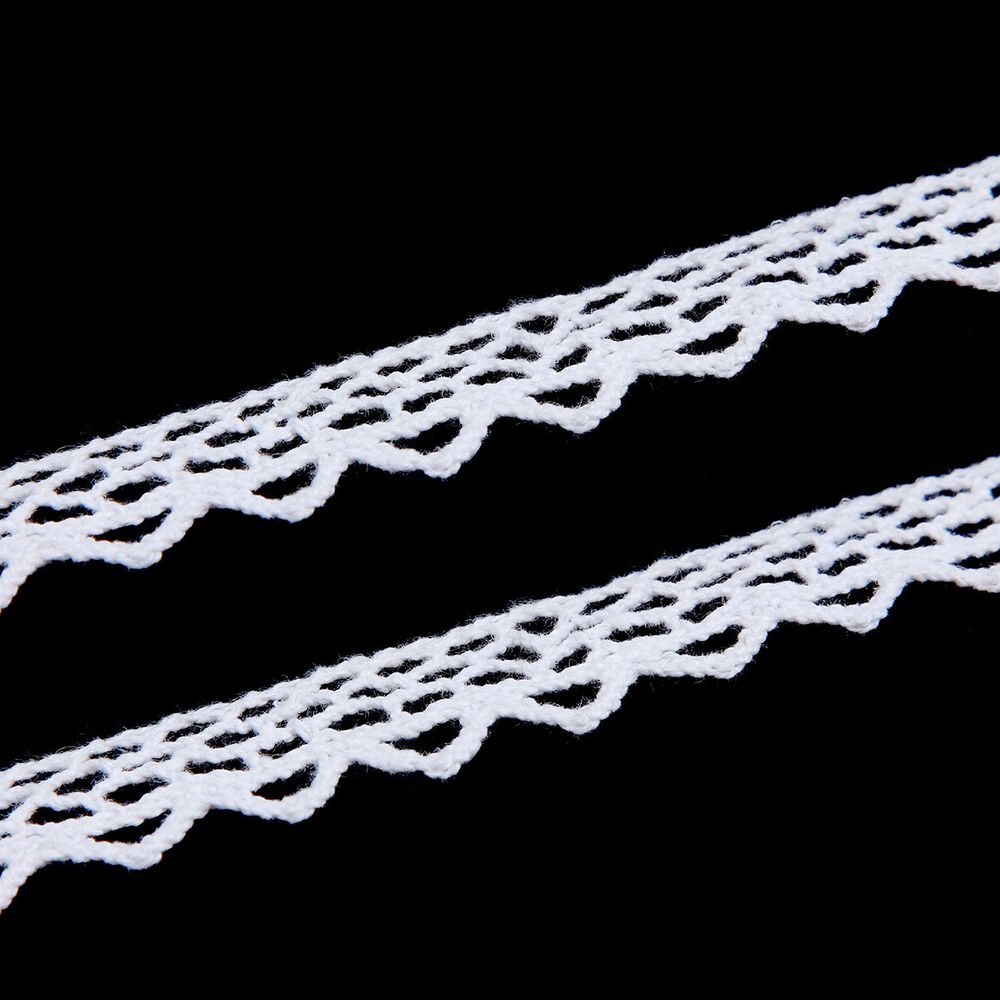 Кружево вязаное (тесьма) хлопковое 10 мм / 9.14 метров, белоснежный