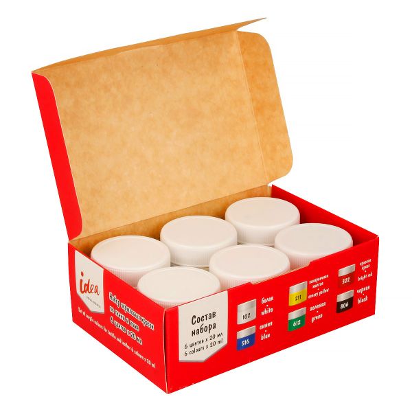 Набор красок по ткани и коже 6 цв. 20 мл, Vista-Artista idea ITAS-06