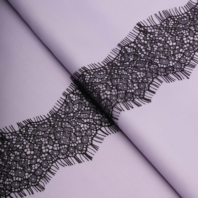 Кружево шантильи (реснички) на сетке 85 мм / 30 метров, черный, 3AR1259