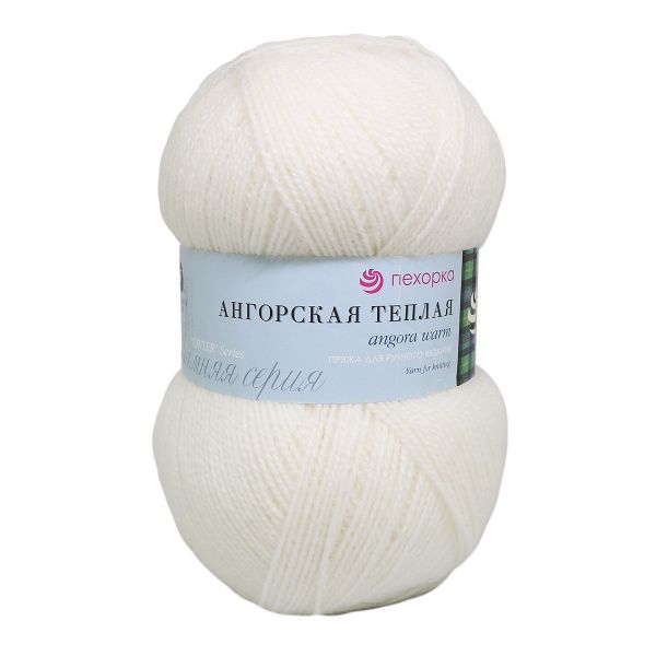 Пряжа Пехорка Ангорская теплая / уп.5 мот. по 100 г, 480 м, 01 белый