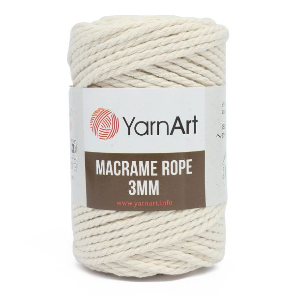 Пряжа YarnArt (ЯрнАрт) Macrame Rope 3мм / уп.4 мот. по 250 г, 63м, 752 молочный