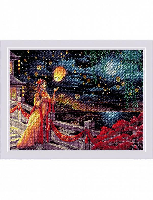 Набор для вышивания нитками Риолис, Праздник фонарей 40х30 см