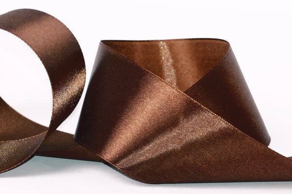 Лента атласная 1-сторонняя 50.0 мм / 33±2 метра, №154 т.коричневый, в термоплёнке, Gamma