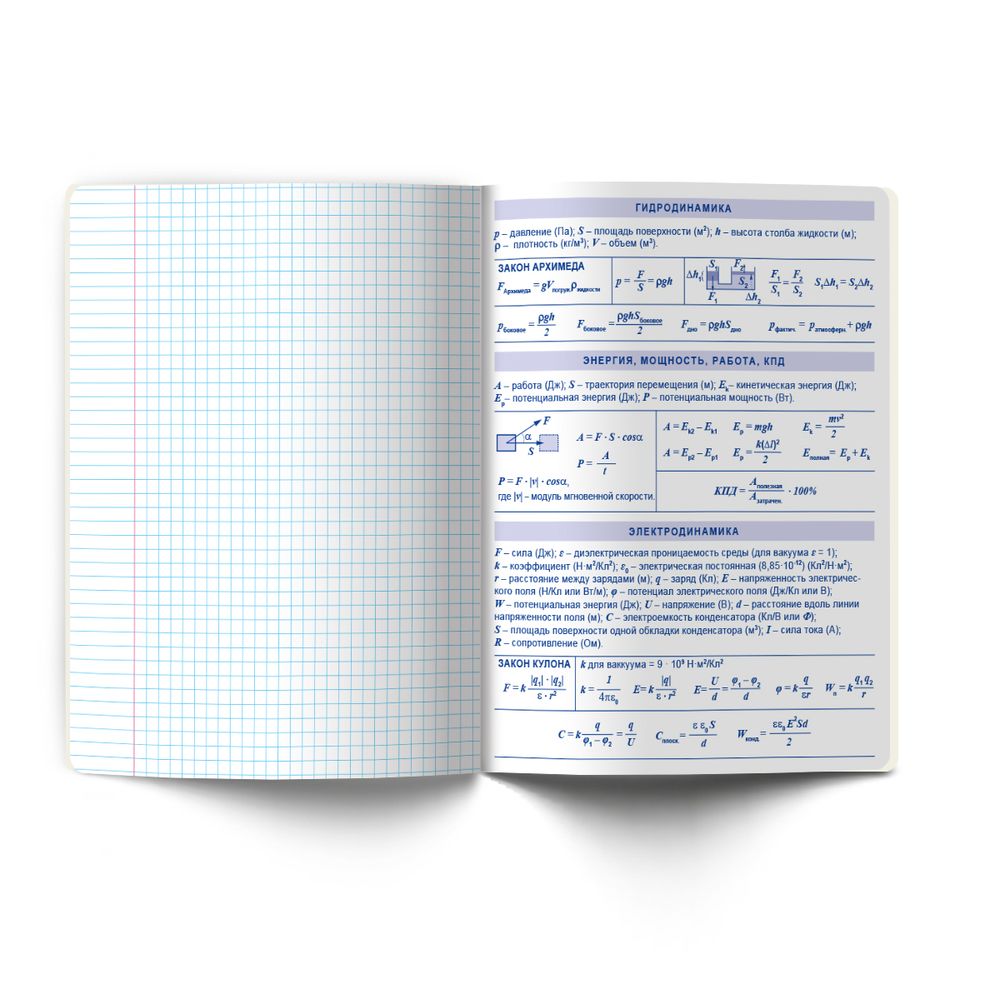 Тетрадь со справочным материалом Большая перемена, выбор.лак, A5 48 л. на скобе 65 г/м², белизна 100% 10 шт клетка, 01817 Большая перемена Физика, Светоч Т280