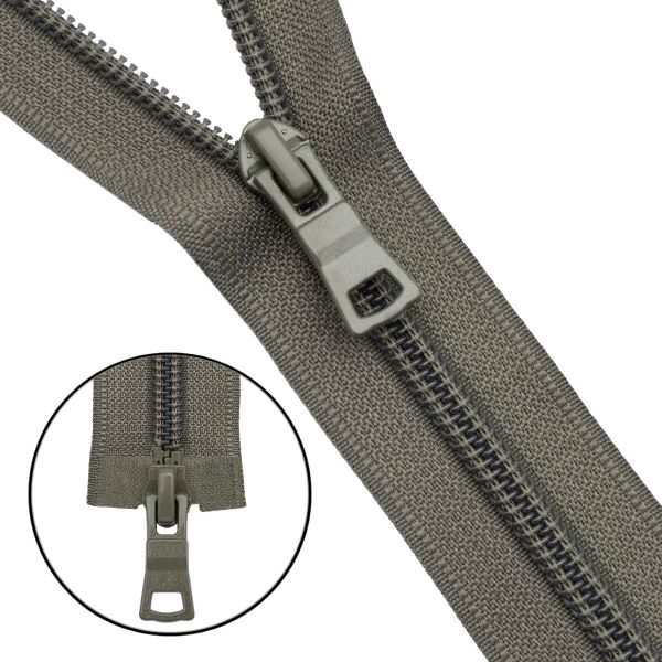 Молния спираль (витая) Т7 (7 мм) 2 зам., разъем., 75 см, 282 хаки, 10 шт